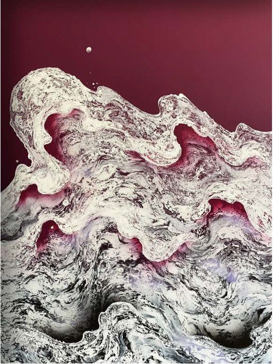 LIGNES D’ECUMES 2.6, 2021, Oil and spray on wood panel, 100 x 70 cm