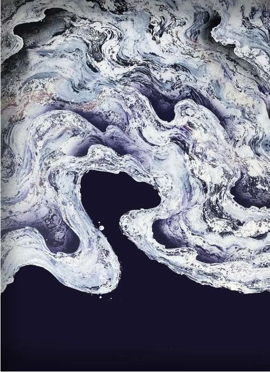 LIGNES D’ECUMES 3.1, 2021, Oil and spray on wood panel, 100 x 70 cm