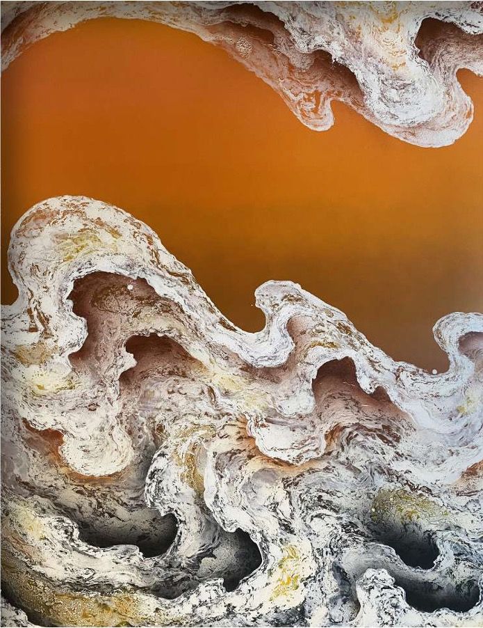 LIGNES D’ECUMES 4.2, 2021, Oil and spray on wood panel, 130 x 97 cm