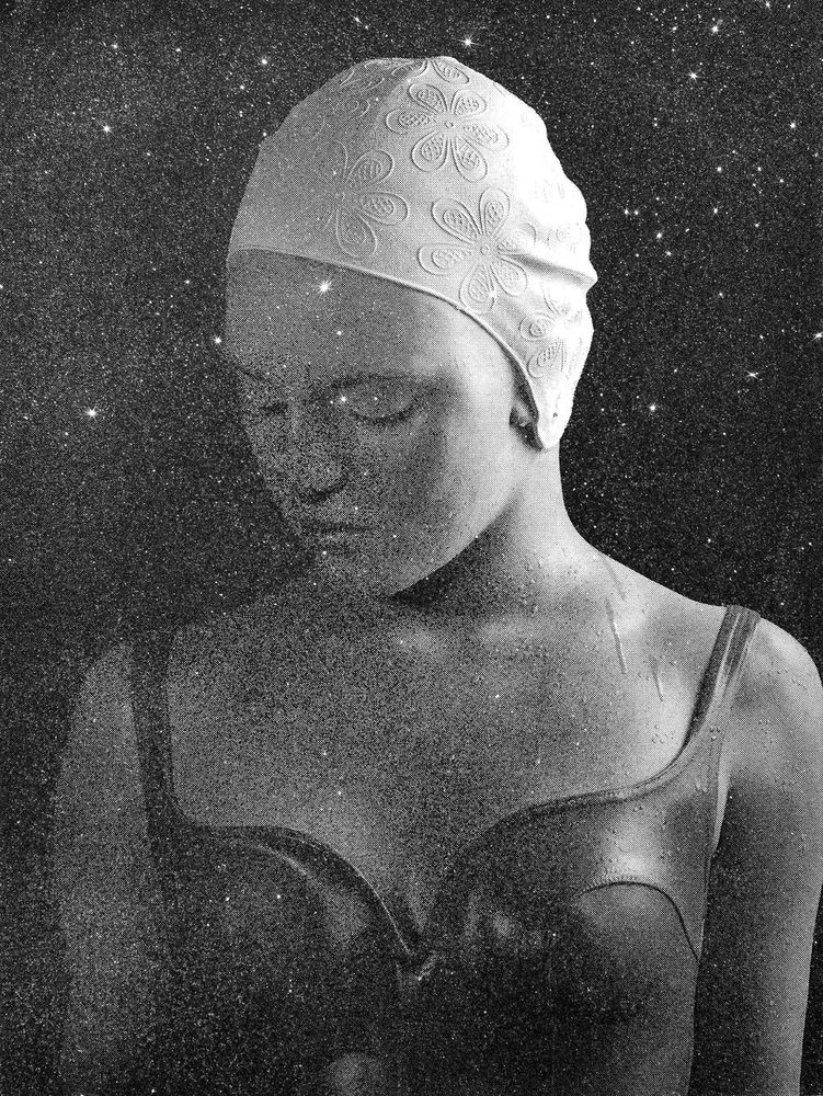 Carole Feuerman, Triptych (Moran), 2016, Paper print with diamond dust, ed. 2/10, 101.5 x 81.5 cm