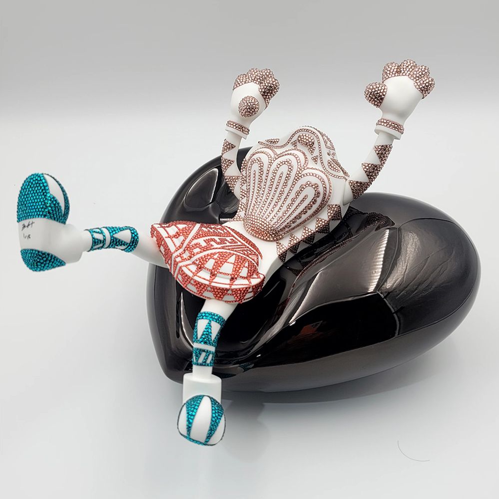 Tom - Surprise 2022 Resin, acrylic, FRP, Swarovski, and chrome H25 x W30 x D40 cm