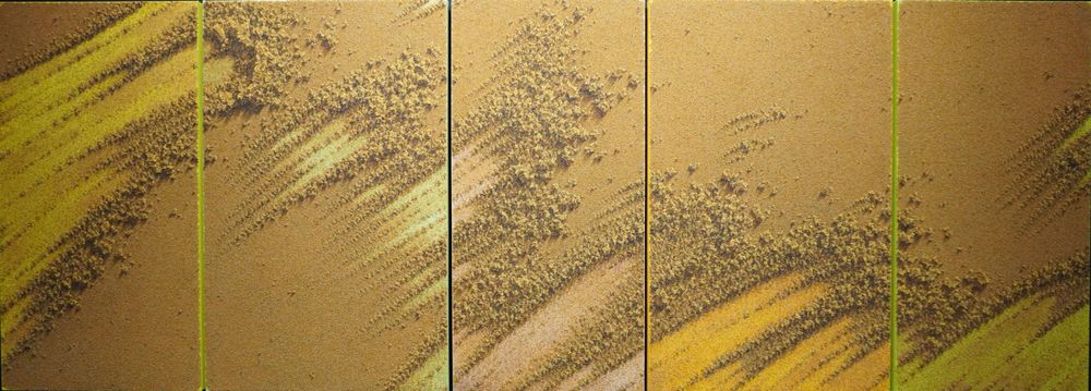 SAND PLAY 2206-G 2022 Oil, sand, acrylic on cloth 85 x 240 cm (5pcs)